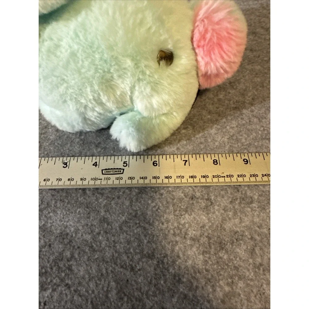 FAO Schwarz Rabbit Plush Pastel Tail Easter Bunny Mint Green Blue Glitter Ear 8